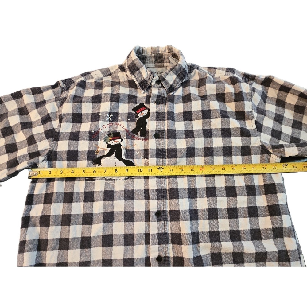 Lighthouse Apparel Women's Plaid Snowman‎ Graphic Button Up Shirt Size Large - Picture 5 of 7